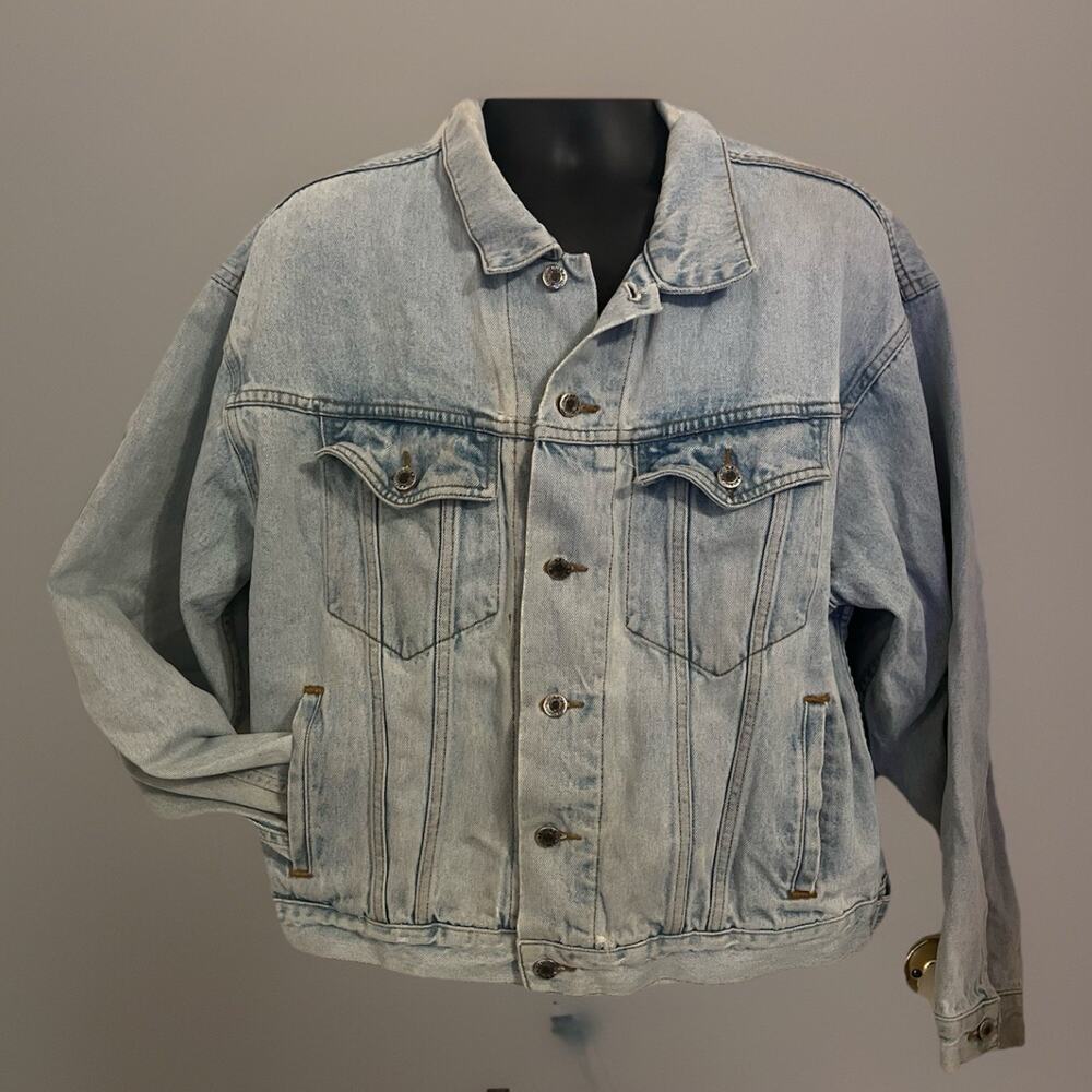 VTG 90s Canyon River Blues Denim Jacket Blue Trucker Oversized Distressed Y2K xl